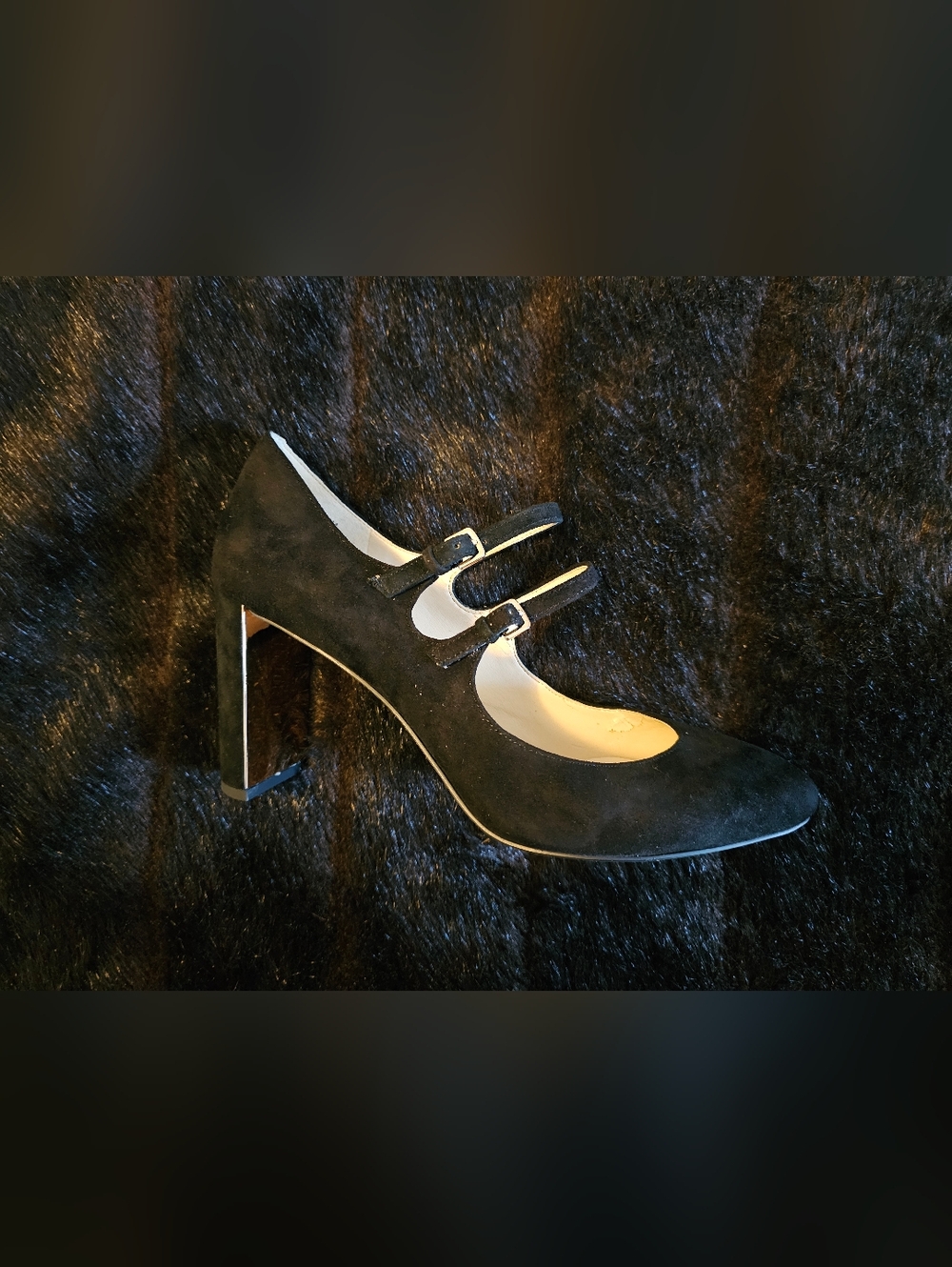 Nine West Black Suede Double-Strap Mary Jane Pump New With Flaws